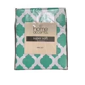 Home Accents Super Soft Aqua Lattice Design King Size Sheet Set